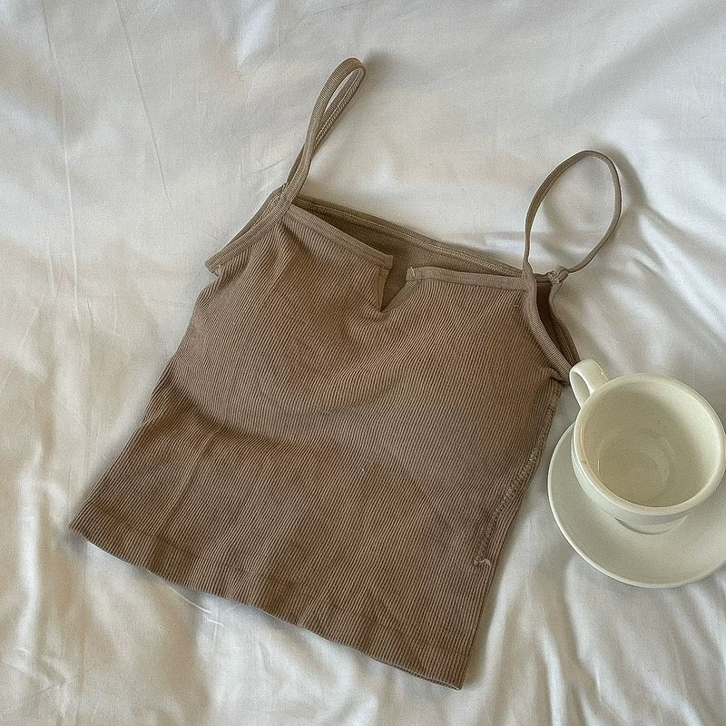 Verona V-Ribbed Built-in Bra Top