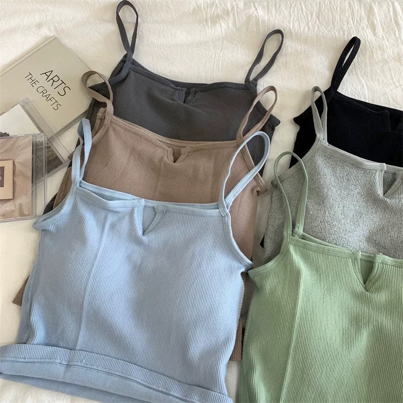 Verona V-Ribbed Built-in Bra Top