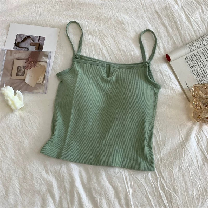 Verona V-Ribbed Built-in Bra Top