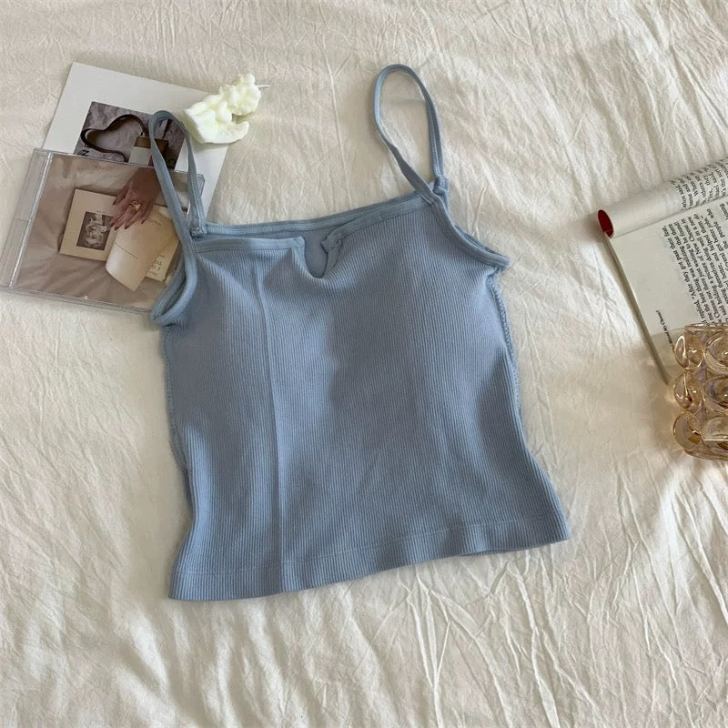 Verona V-Ribbed Built-in Bra Top