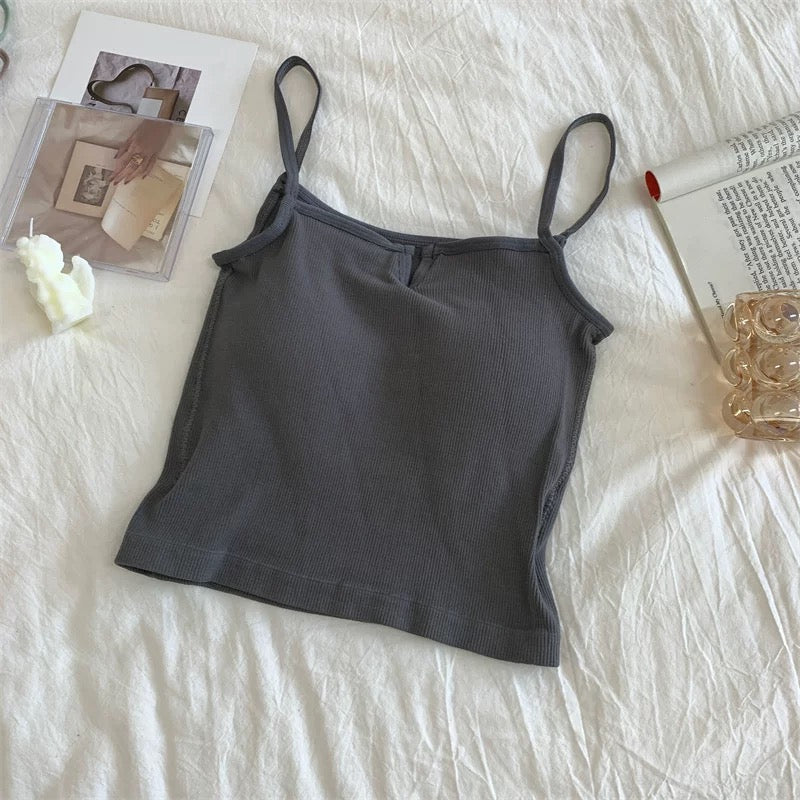 Verona V-Ribbed Built-in Bra Top