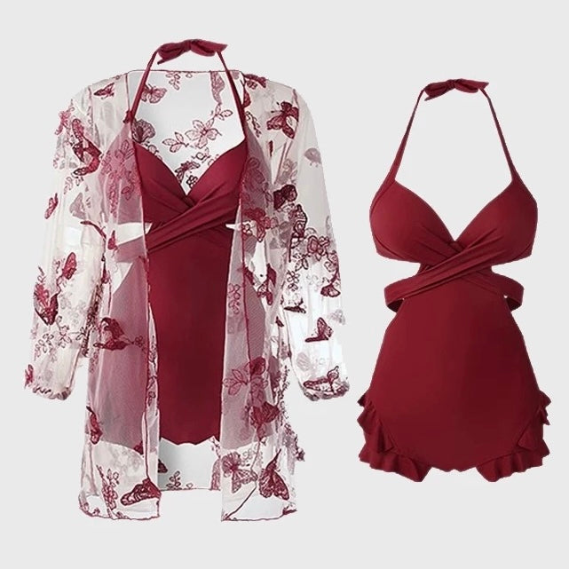 Noir Butterfly Monokini with Shrug