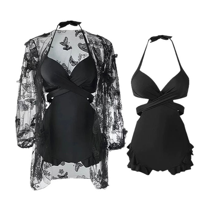 Noir Butterfly Monokini with Shrug