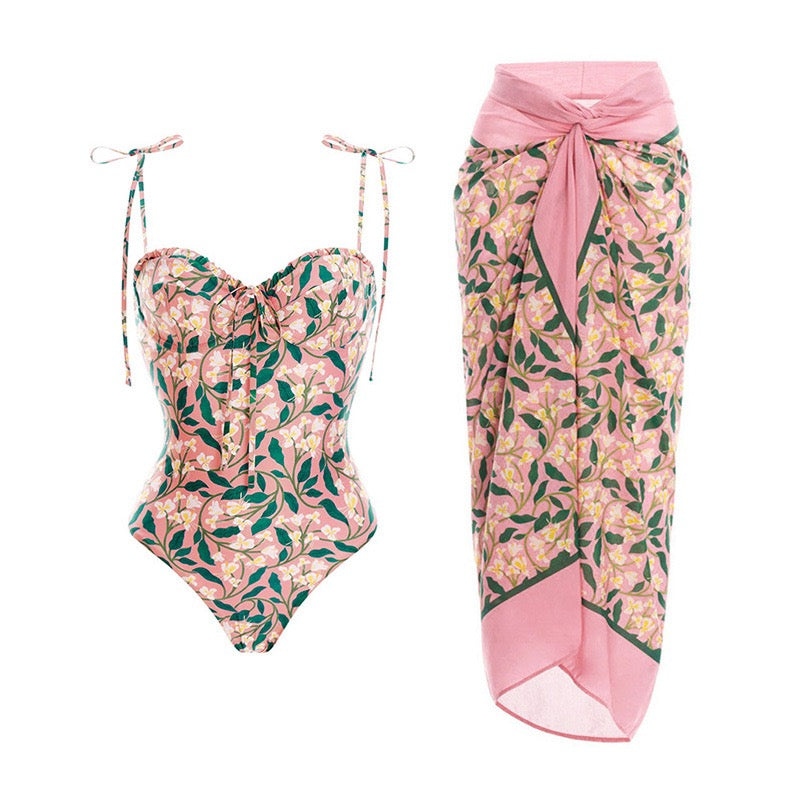 Clairz Floral Monokini And Sarong Set