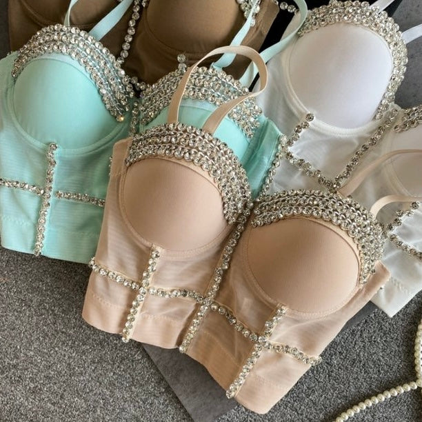 Luxe Crystal Embellished Bustier Tops