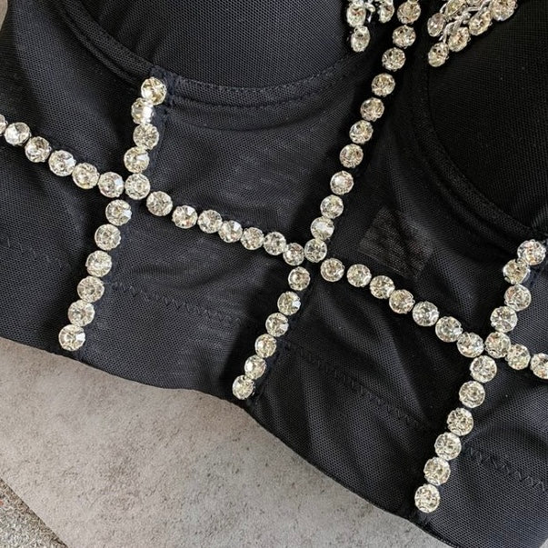 Luxe Crystal Embellished Bustier Tops