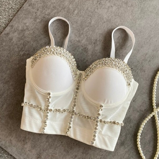 Luxe Crystal Embellished Bustier Tops