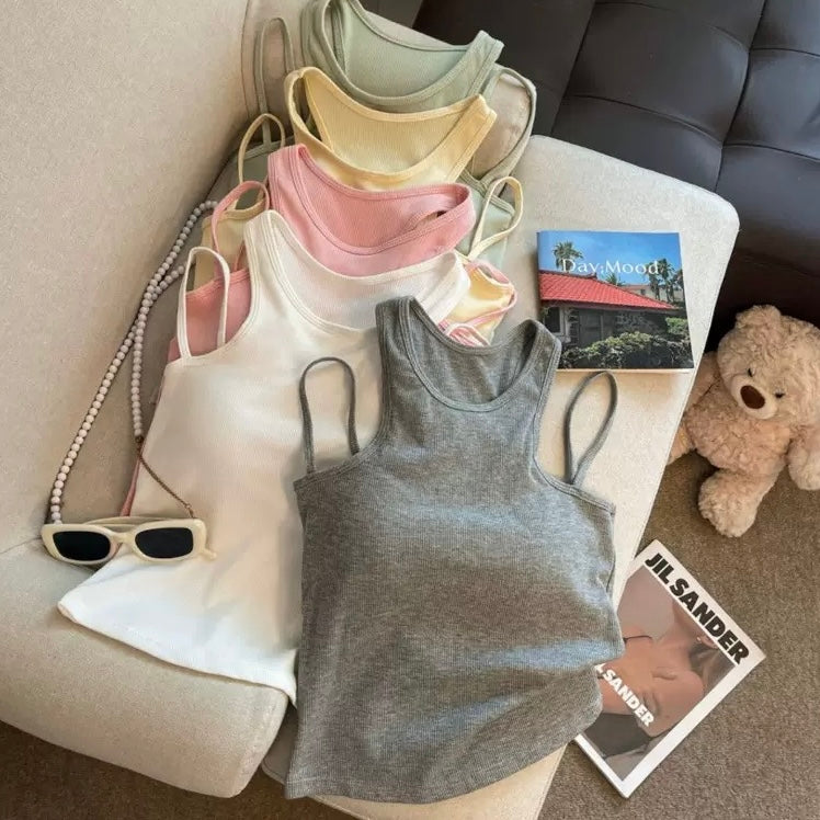 Chicago Ribbed Built-in Bra Tops