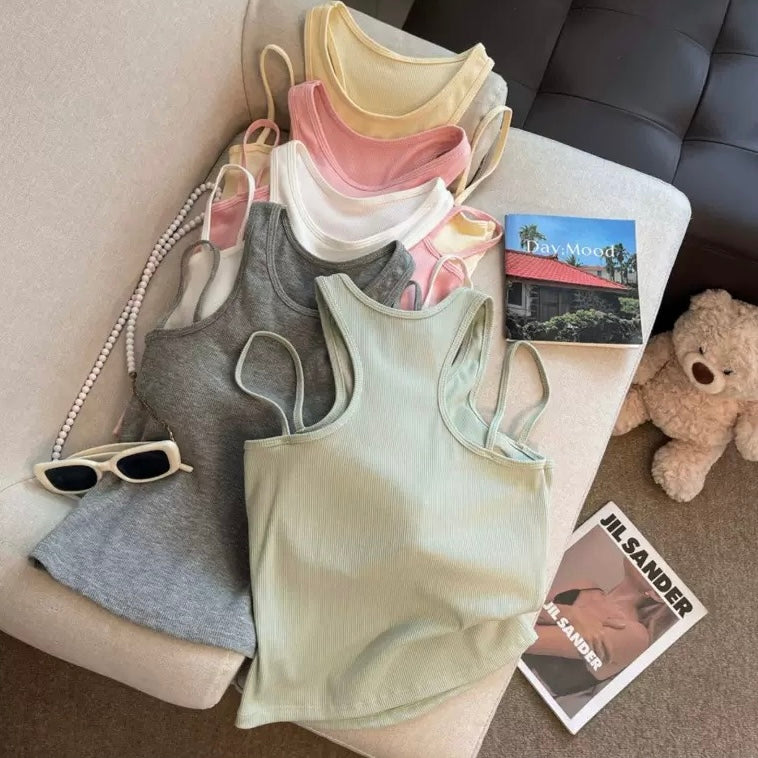 Chicago Ribbed Built-in Bra Tops