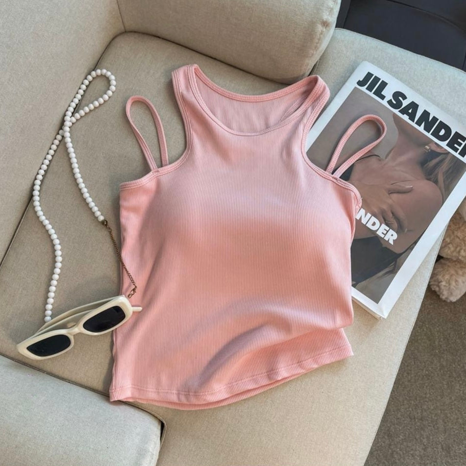 Chicago Ribbed Built-in Bra Tops