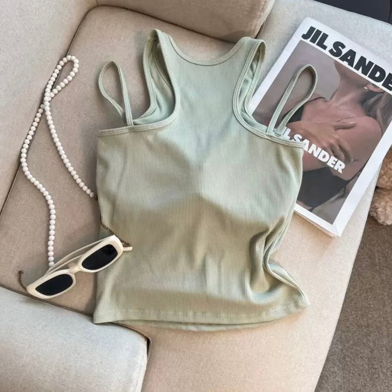 Chicago Ribbed Built-in Bra Tops