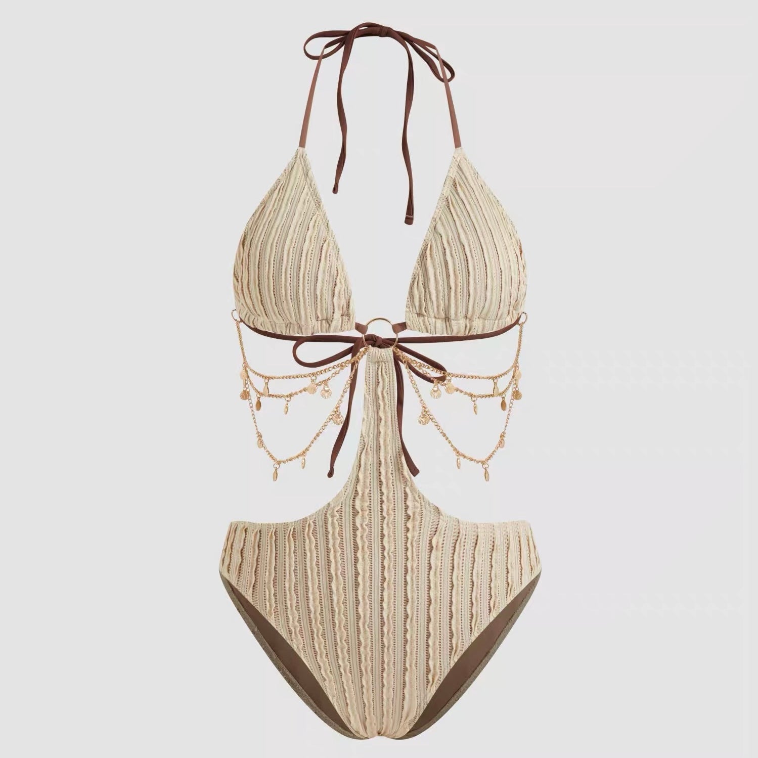 Aurelia Gold-Chain Cut-Out Monokini