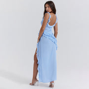 Sky Breeze Ruffle Maxi Dress