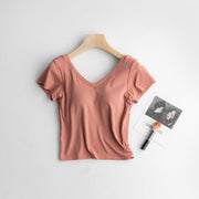 Cassie Built-In Bra V-Neck T-shirt