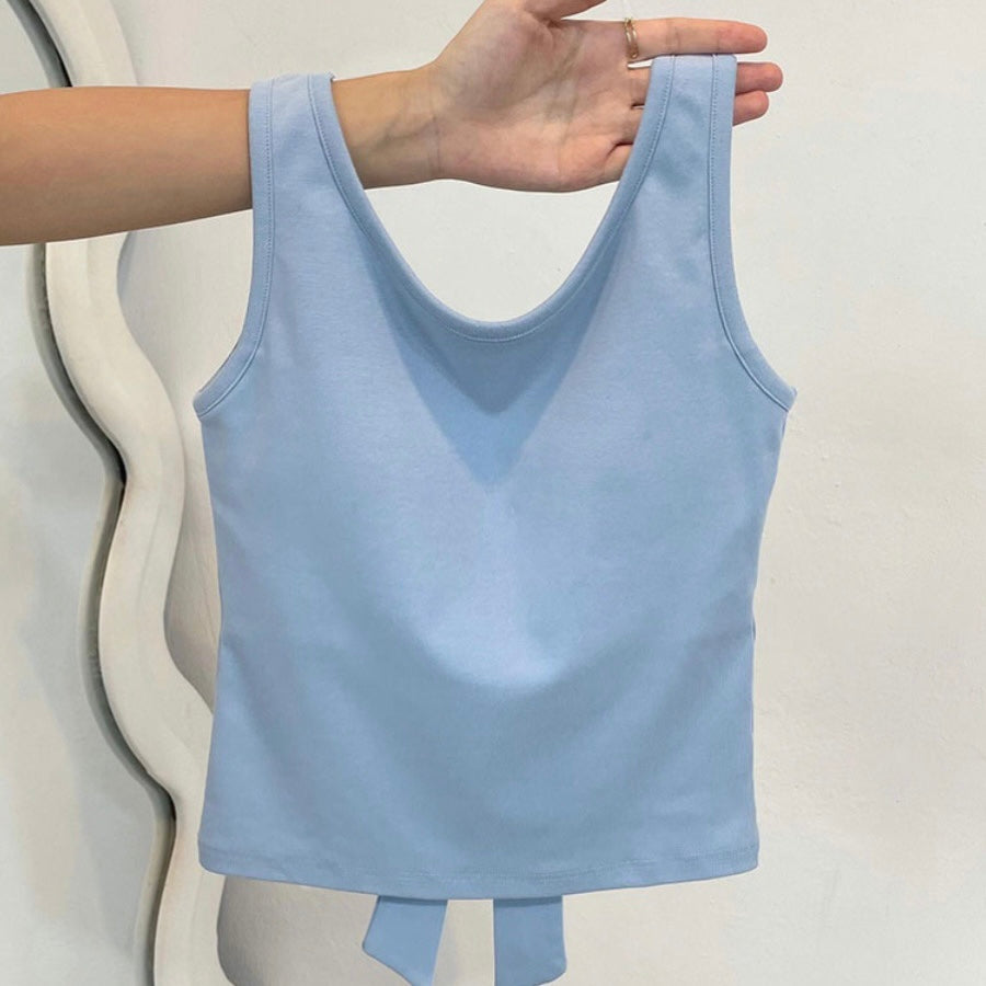 Cute Built-In Bra Bow Top