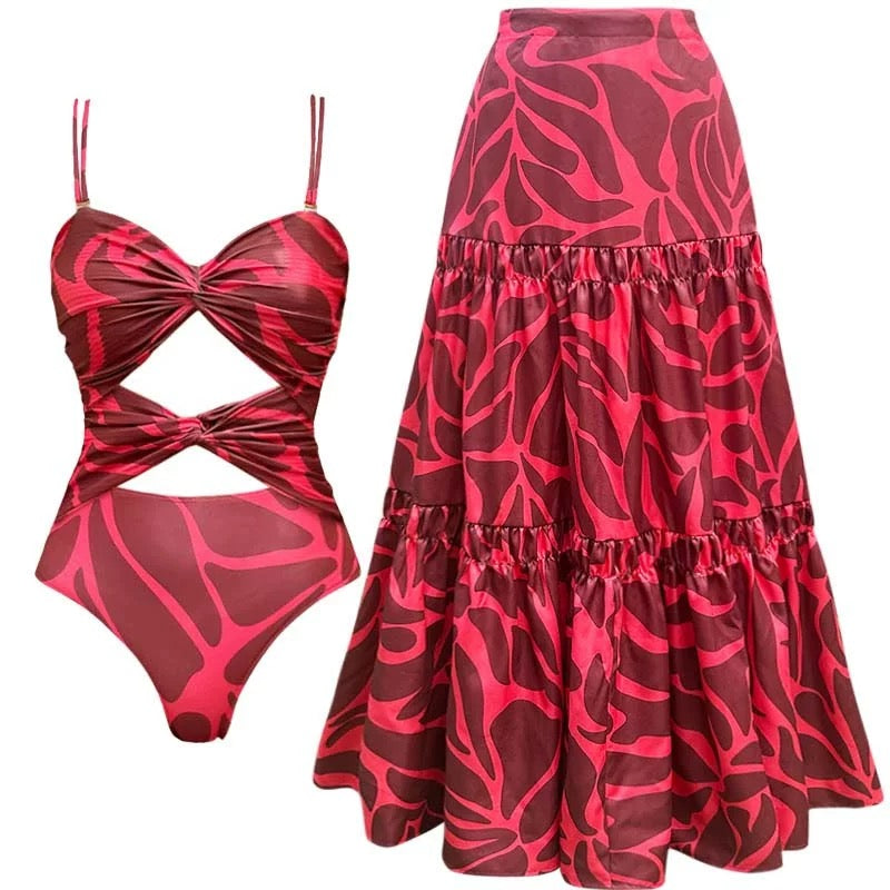 Lal Pari - Monokini & Skirt Set