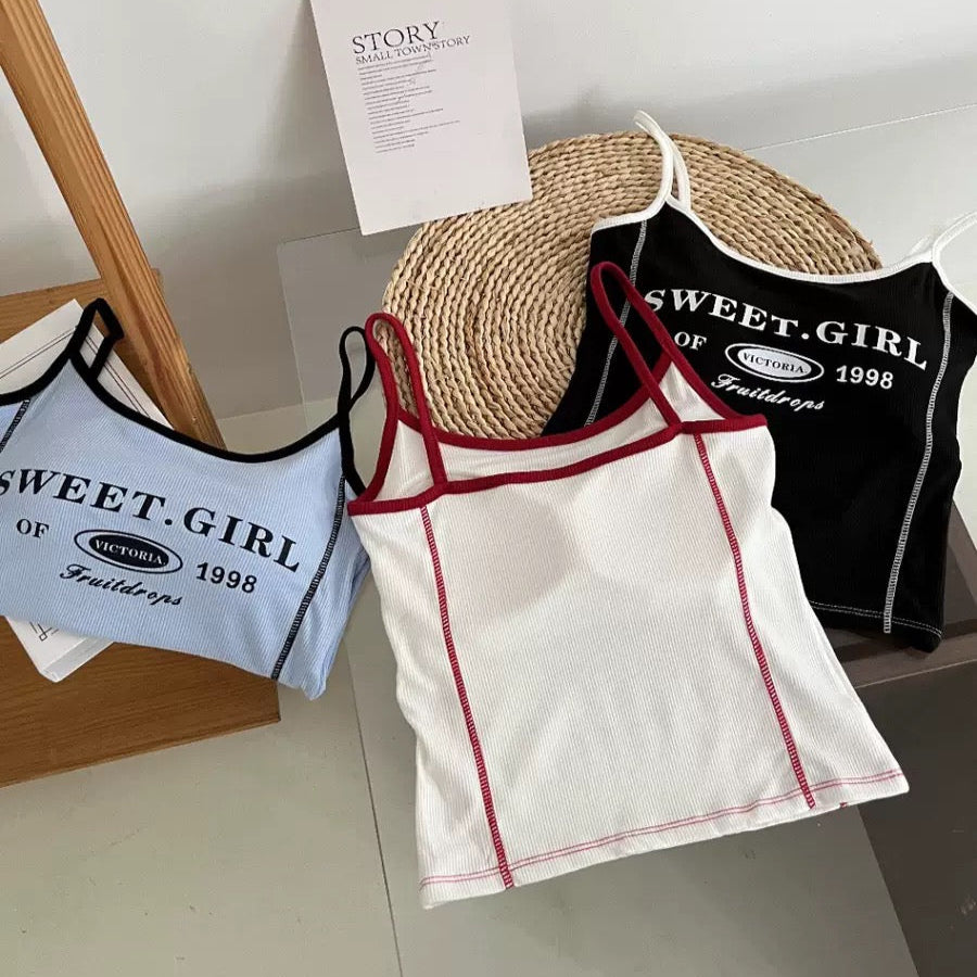 Retro Graphic Built-In Bra Tank Top