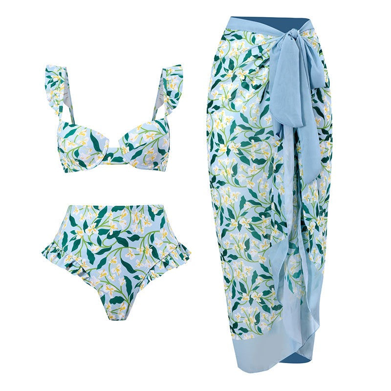 Floral Three Piece Bikini Set