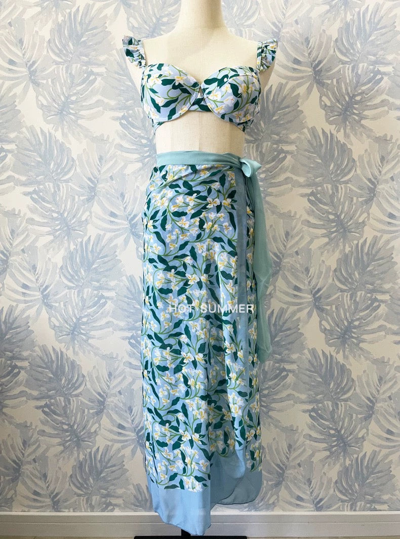 Floral Three Piece Bikini Set