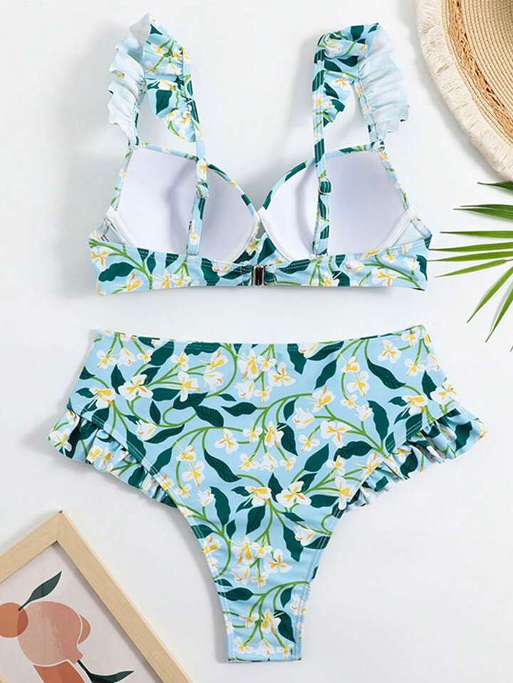 Floral Three Piece Bikini Set