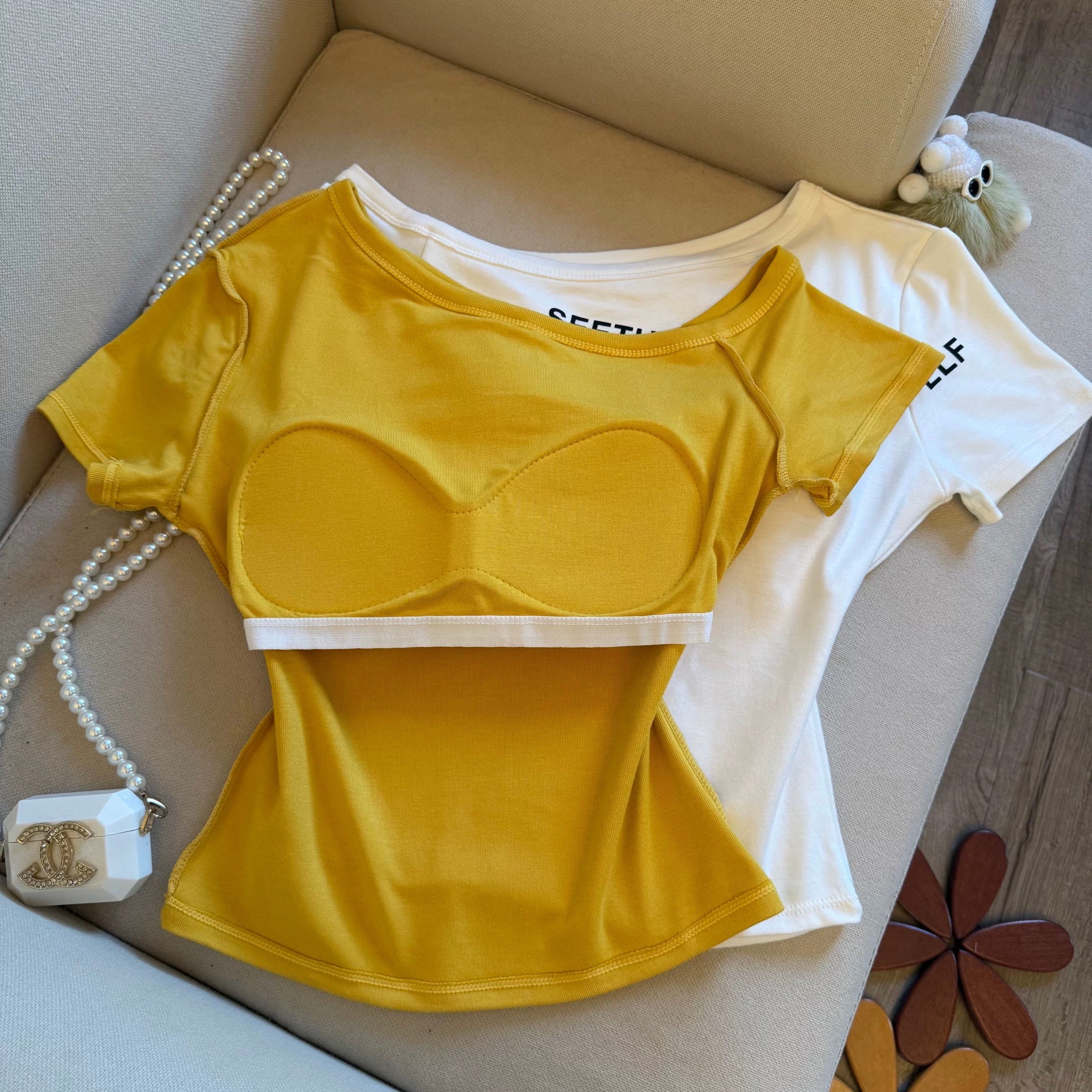 Beyond Drop Shoulder Built-in Bra t-shirt