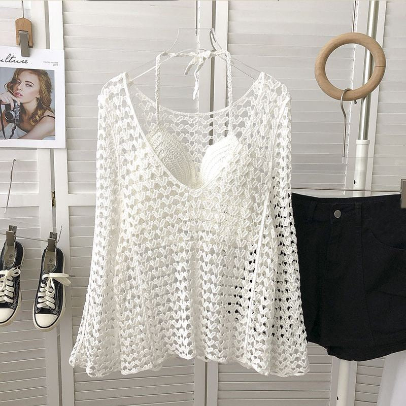 Heart Crochet Knit Top With Bralette 🫰