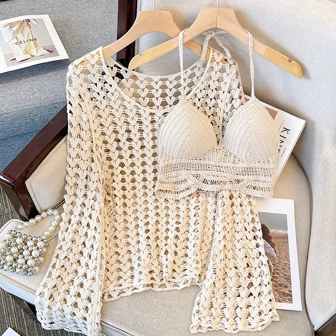 Heart Crochet Knit Top With Bralette 🫰