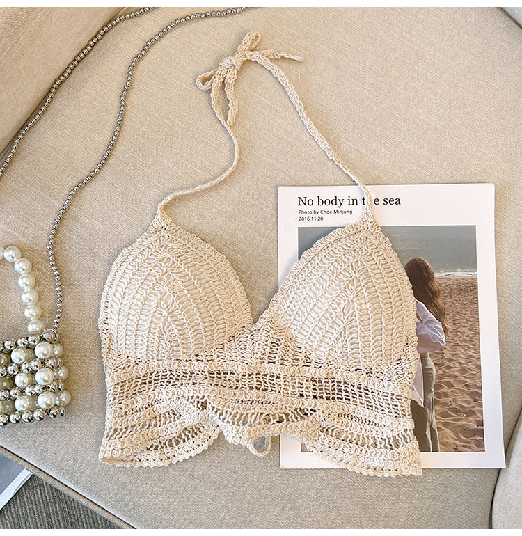 Heart Crochet Knit Top With Bralette 🫰