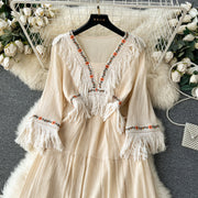 Asiana Fringe Lace Maxi Dress