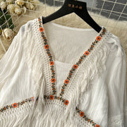 Asiana Fringe Lace Smock Dress