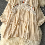 Asiana Fringe Lace Smock Dress