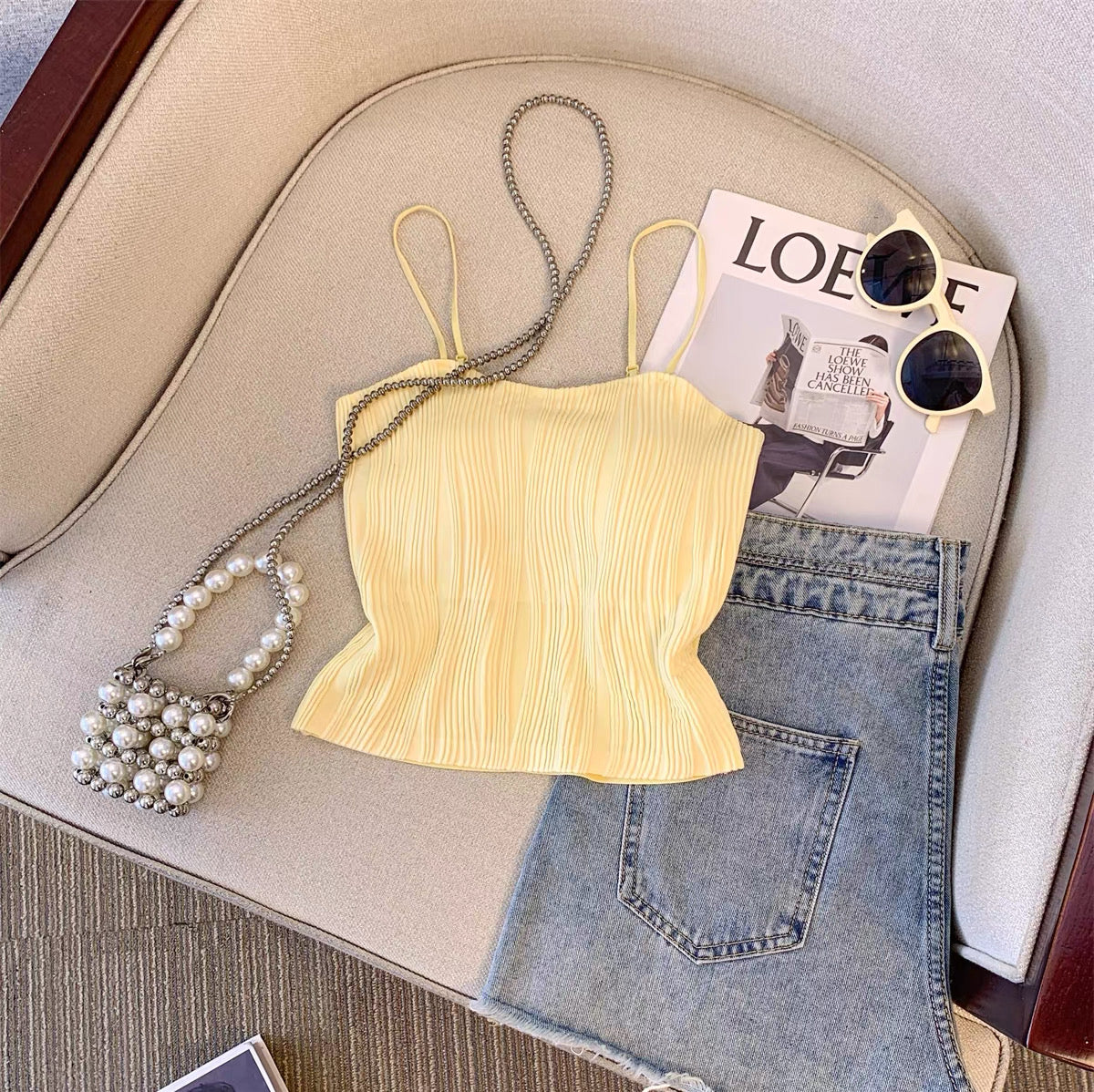 Crinkle Built-in Bra Camisole