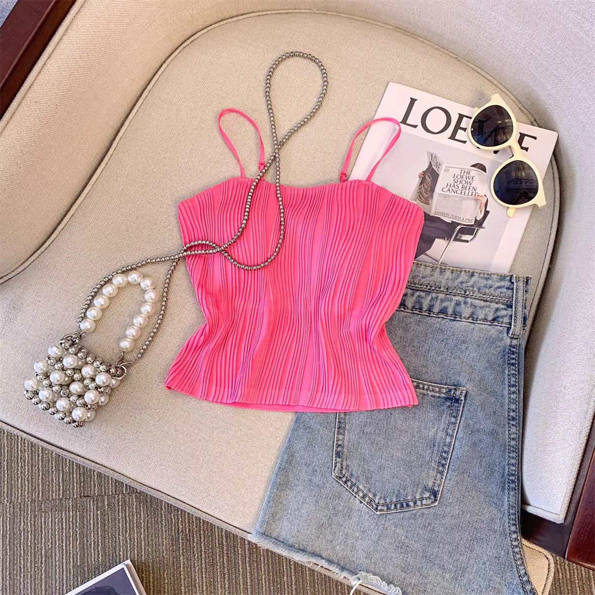 Crinkle Built-in Bra Camisole
