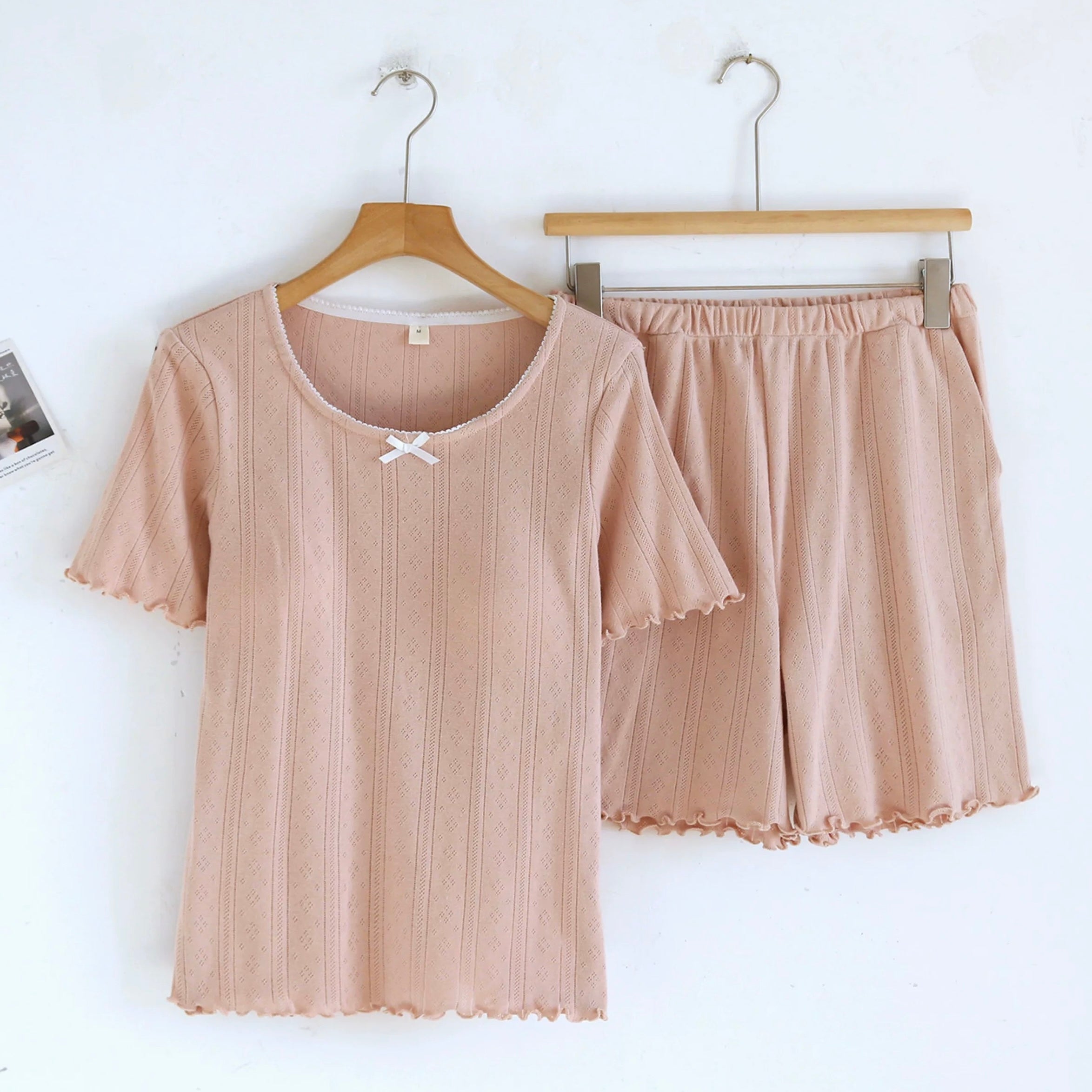 Soft Girl Bow Padded Nightsuit Set