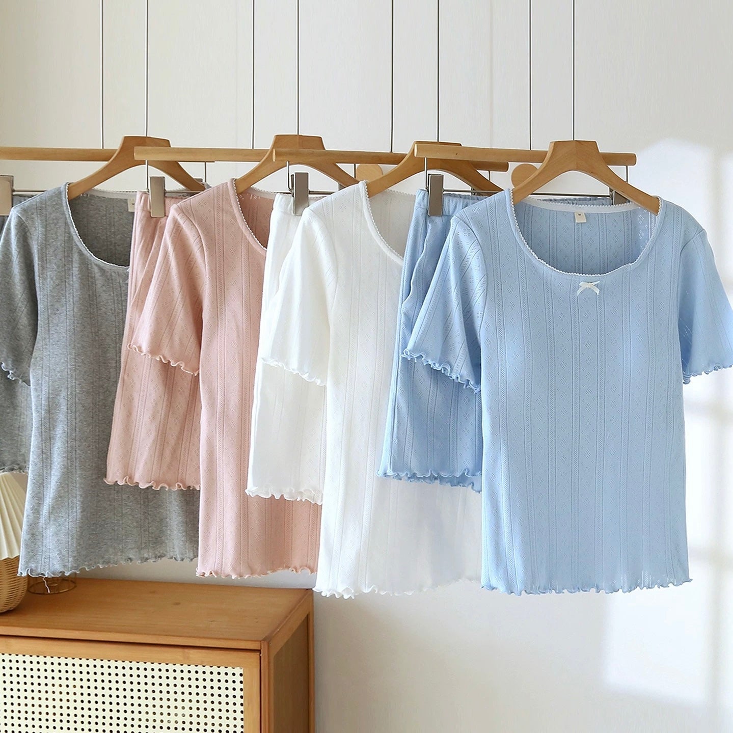 Soft Girl Bow Padded Nightsuit Set