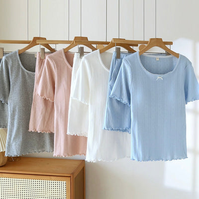 Soft Girl Bow Padded Nightsuit Set