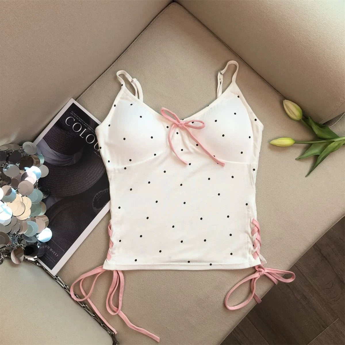 Sugar Dot Tie-Up Camisole