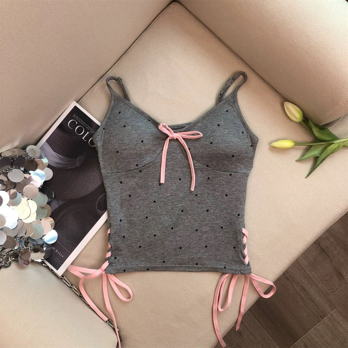 Sugar Dot Tie-Up Camisole