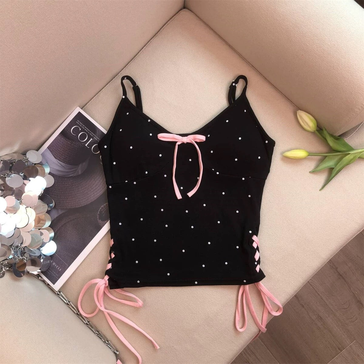 Sugar Dot Tie-Up Camisole
