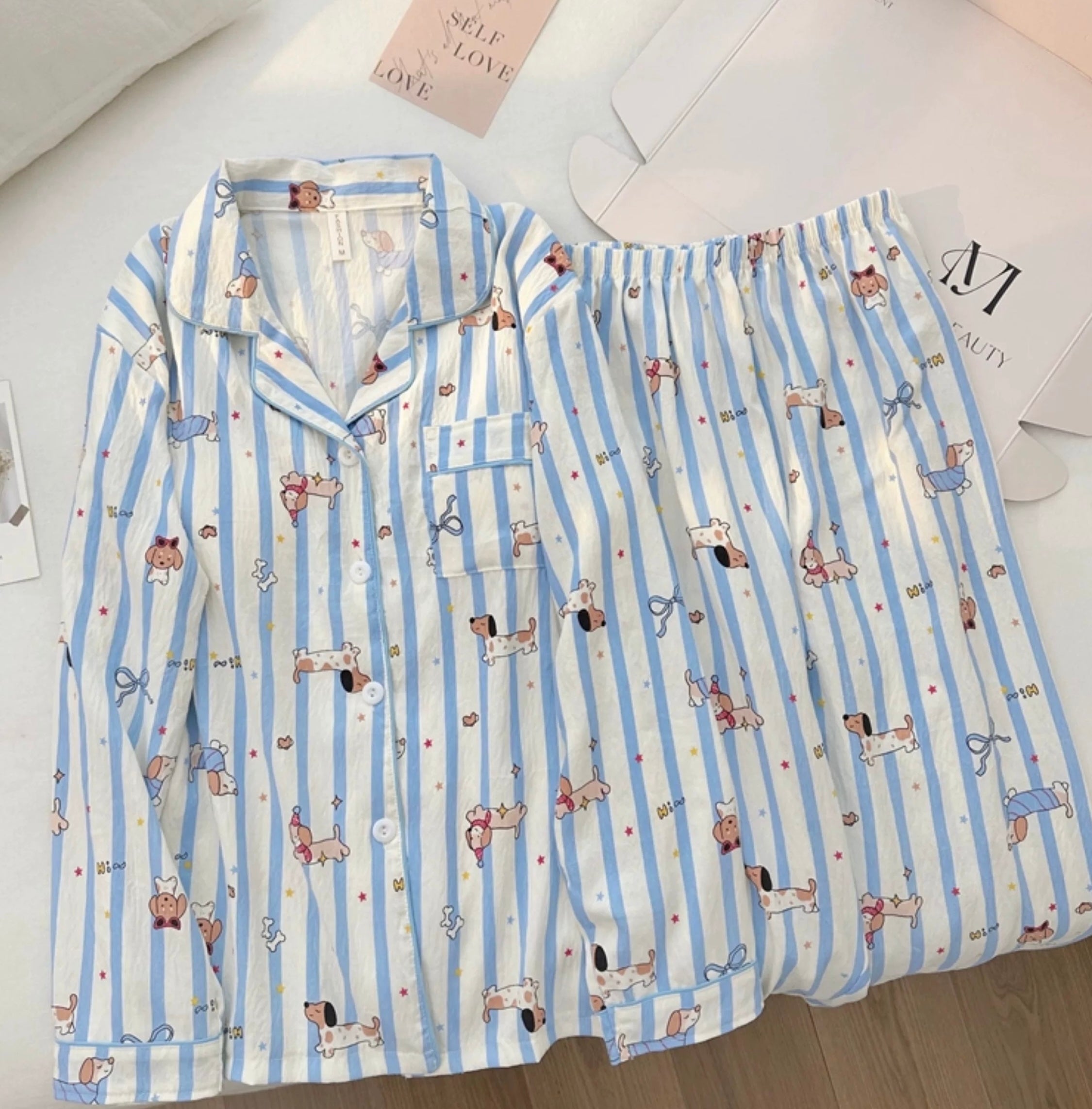 Blue Paw Paradise Padded Nightsuit Set