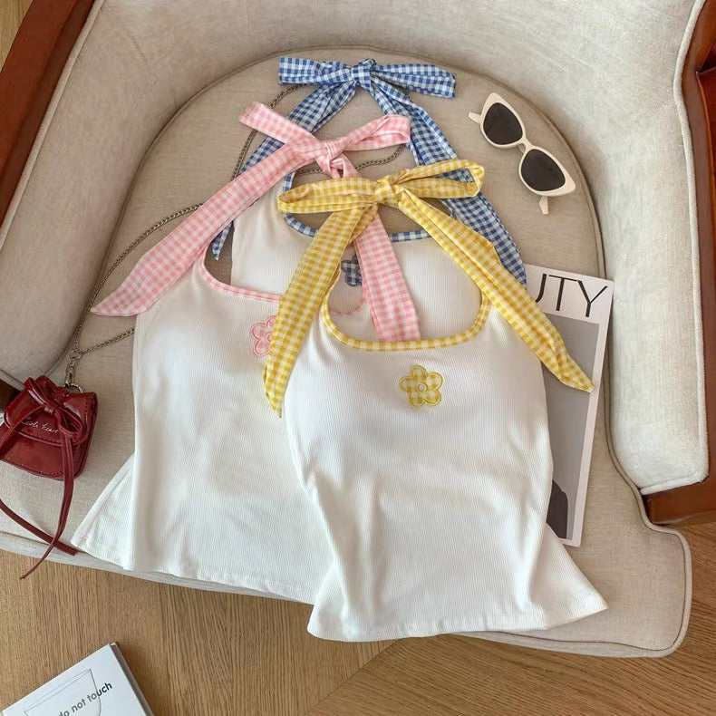Daisy Tie-Up Built-in Bra Top