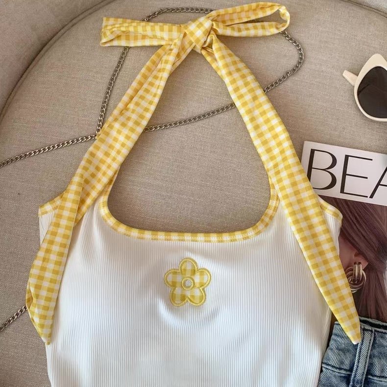 Daisy Tie-Up Built-in Bra Top