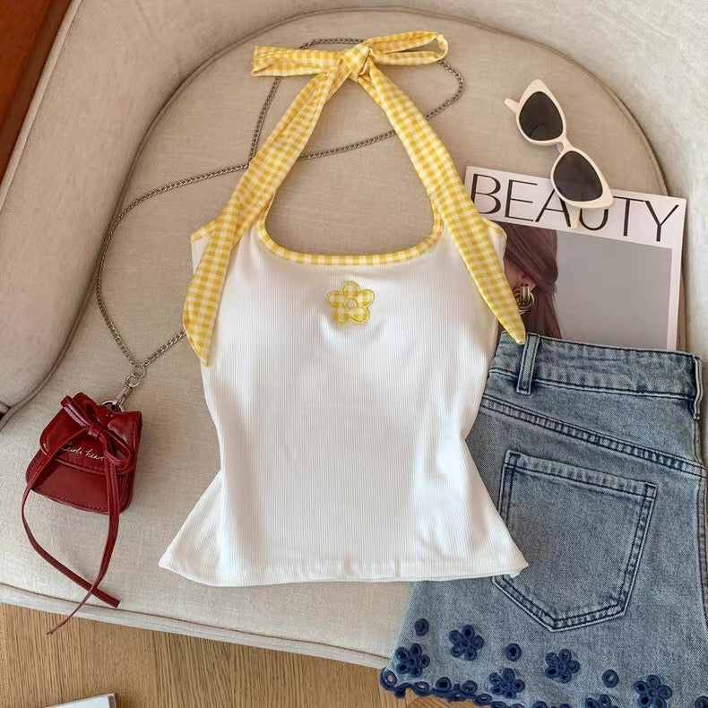 Daisy Tie-Up Built-in Bra Top