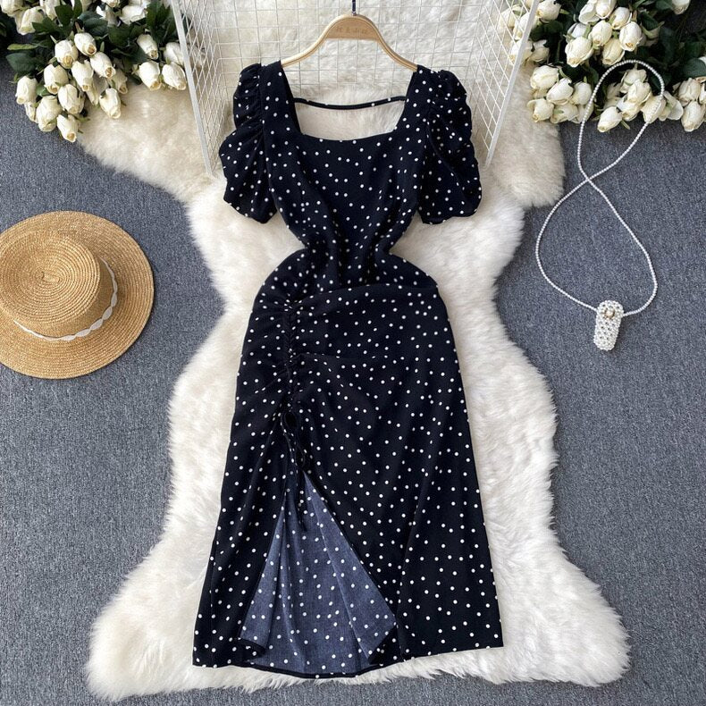 Square neck polka outlet dot dress