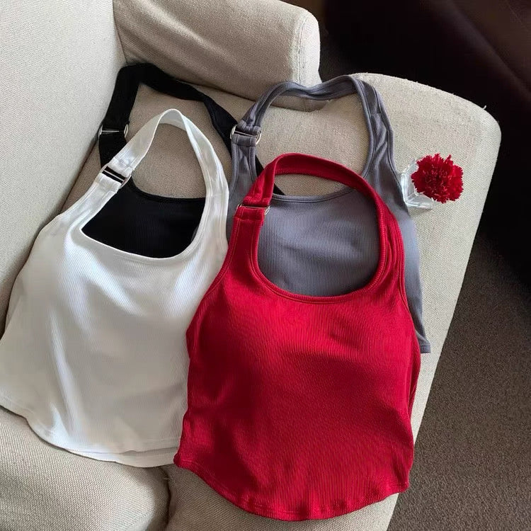 Singapore Buckle Halter Neck Built-In Bra Top