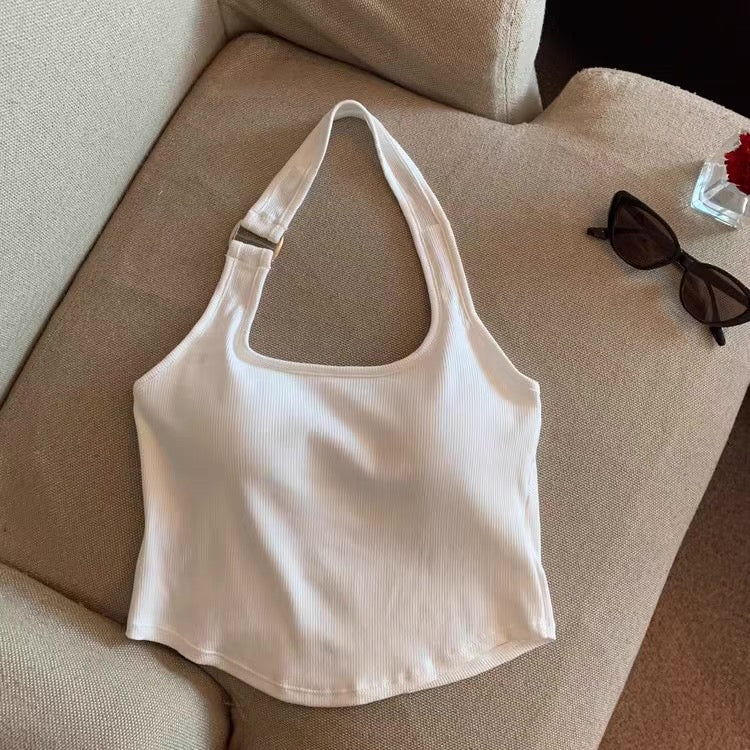 Singapore Buckle Halter Neck Built-In Bra Top