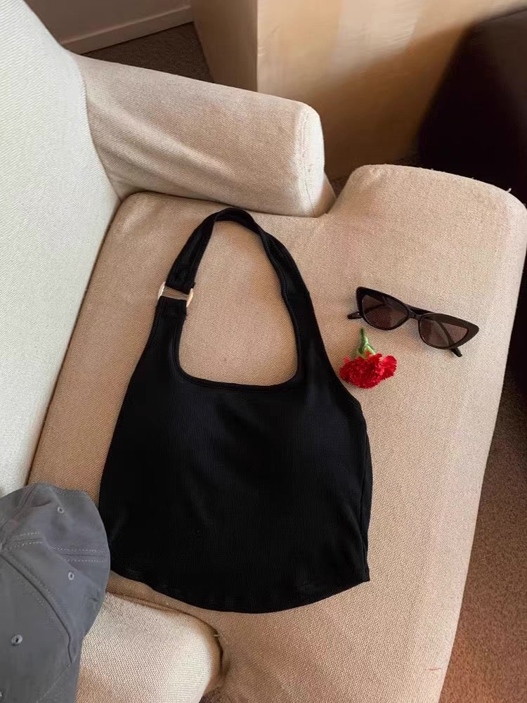 Singapore Buckle Halter Neck Built-In Bra Top