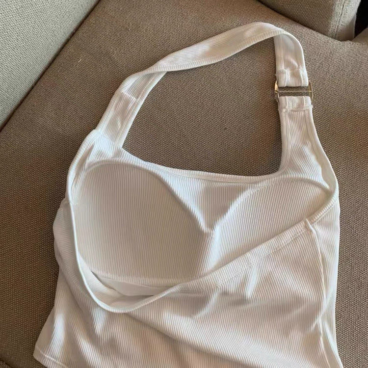 Singapore Buckle Halter Neck Built-In Bra Top