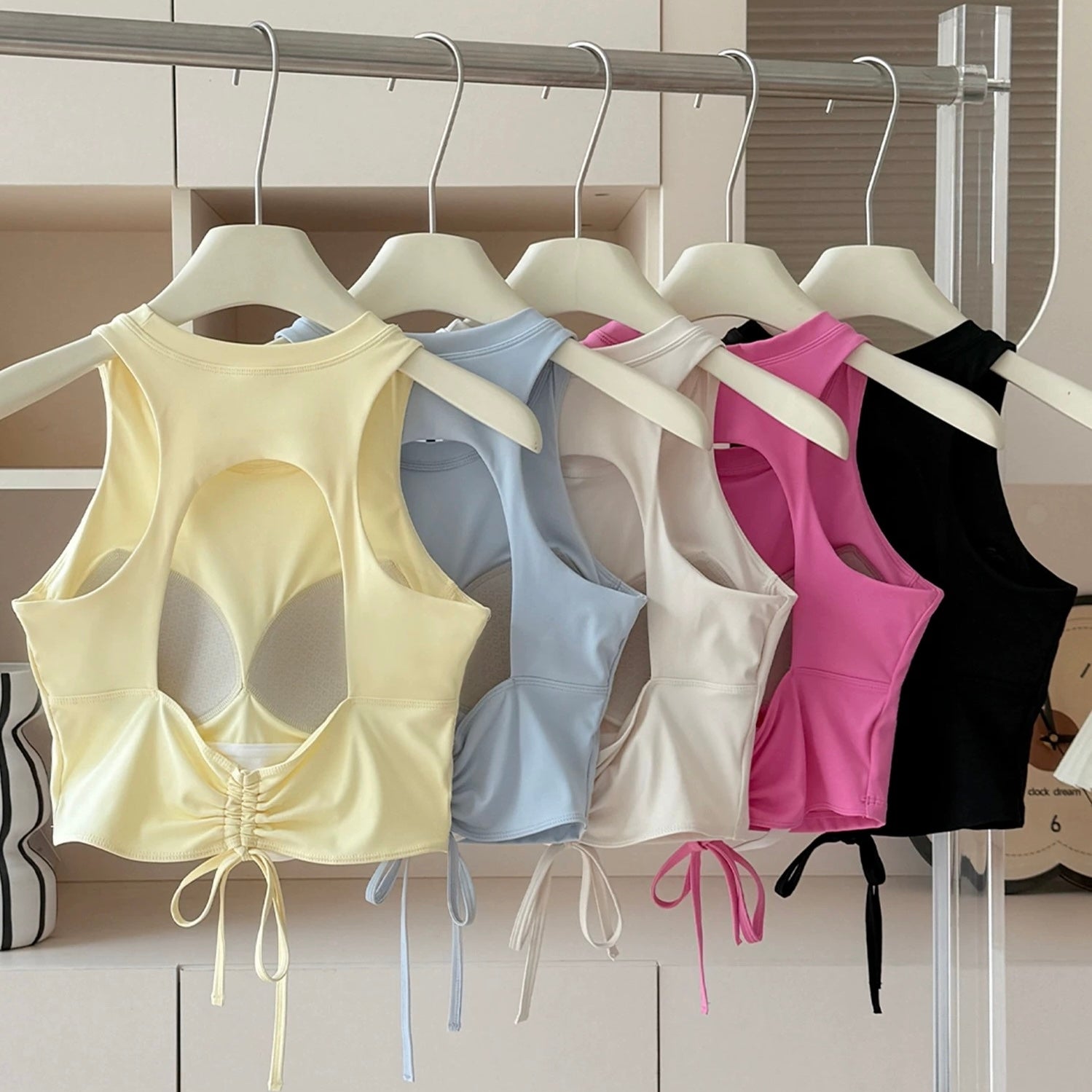 Zyra Back Cutout With Drawstring Built-In Bra Top