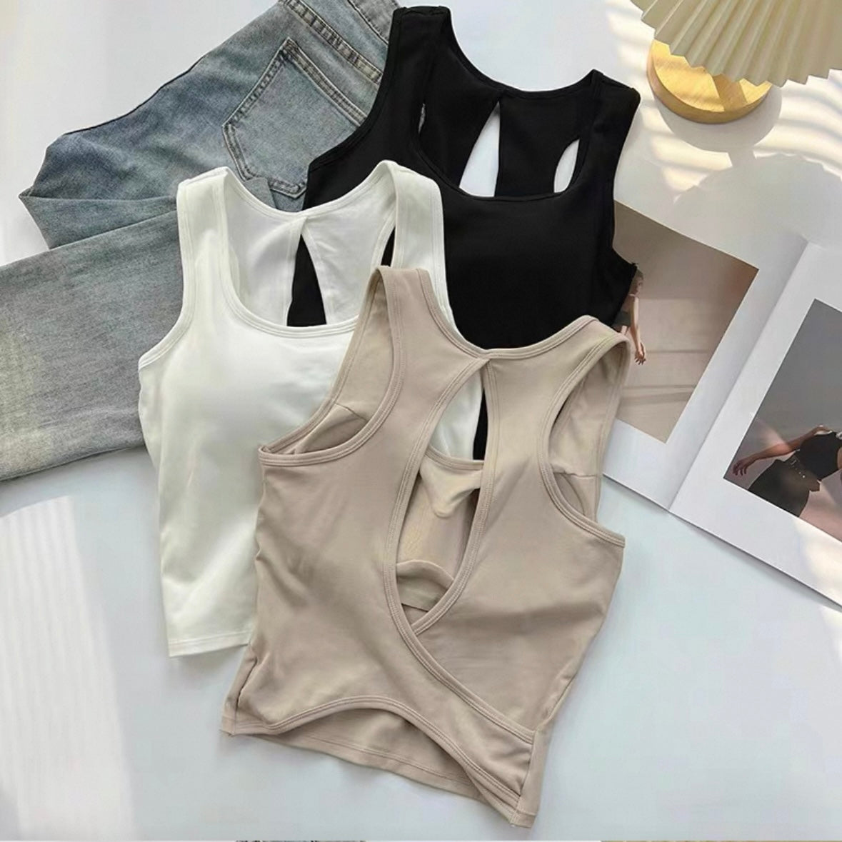 Muscat Back Cut-Out Built-In Bra Top